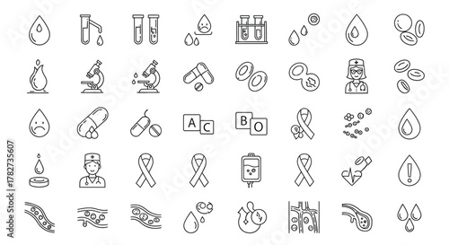 Collection of medical and healthcare icons in doodle style, perfect for presentations and web design projects