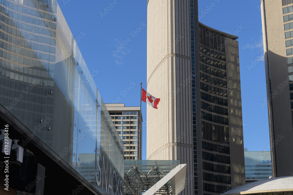 Obraz premium flag of Canada outside Toronto's City Hall, 100 Queen St W