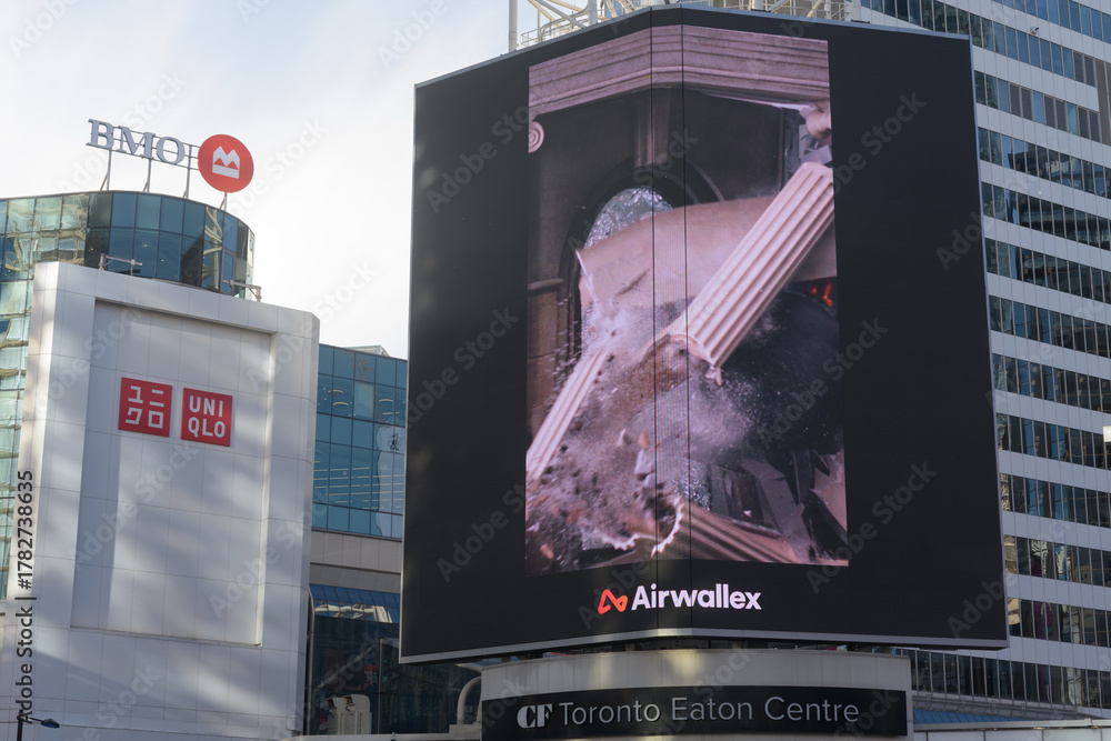 Obraz premium digital billboard for Airwallex, a financial tech company, on display at Sankofa Square, Toronto