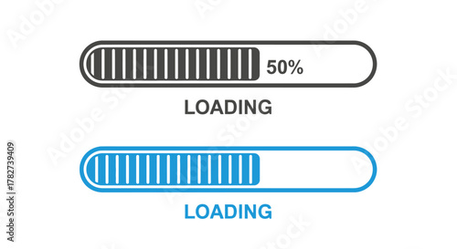 Progress bars showing loading status with one at fifty percent complete