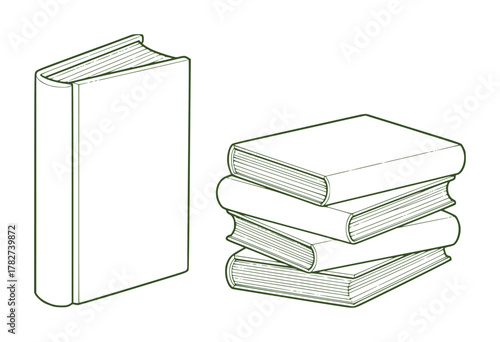 Stack of Books and Single Book Illustration