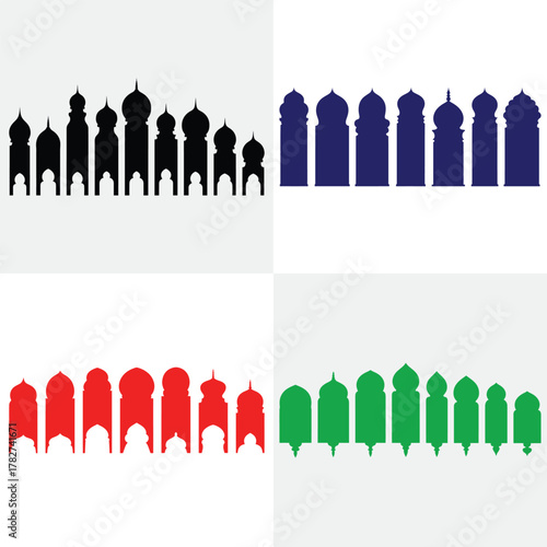 Wooden picket fence set with grass and sky in summer garden illustration