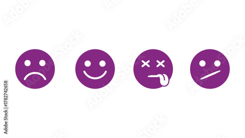 Emoji Faces Expressing Different Emotions Minimalist Vector Design Mood Representation Graphic Collection