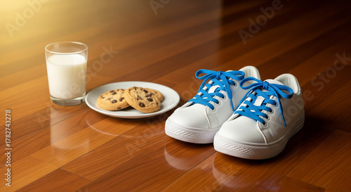 The Night Before Epiphany: A conceptual image of the Three Kings (Reyes Magos) tradition with shoes and a snack.