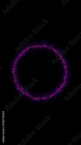 Cosmic Energy Circle — Spiritual Light Aura vertical 1
Mystical glowing energy ring made of bright particles forming a cosmic aura on a dark background. Perfect for meditation videos, spiritual visual