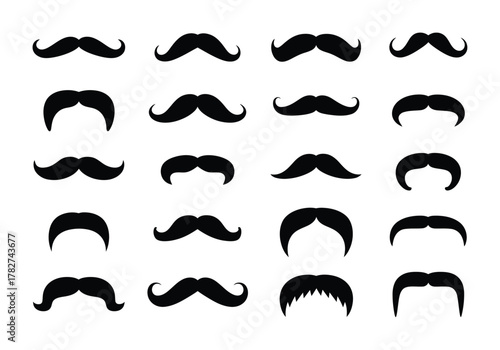 Mustache icons silhouette vector collection