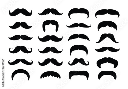 Mustache styles beard barber fashion icons pack