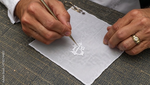 Hand Stitching a Textile in a Craft Workshop Showcasing Traditional Skills