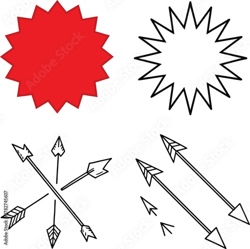 Set of hand drown doodle arrows line art collection vector on a white background.