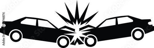 Car accident crash silhouette icon vector black and white