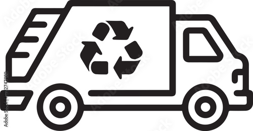 Dynamic garbage truck with recycling symbol offers modern solutions for waste management and sustainability initiatives