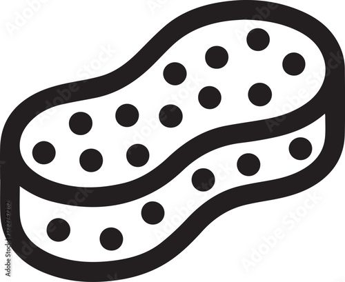 Stylized sponge icon for cleaning, a modern symbol for hygiene, sanitation and household chores in a bold, simple graphic style creates a clean aesthetic
