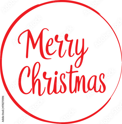 Merry Christmas round postal stamp