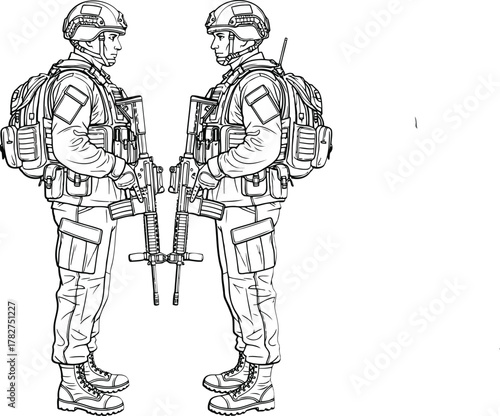 Soldier Armed and Ready Military Personnel Illustration