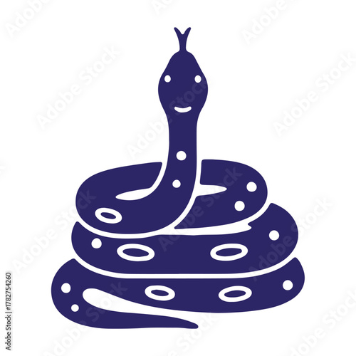 Blue silhouette of snake on white background — ideal for mysticism, year of the snake and horoscope content.