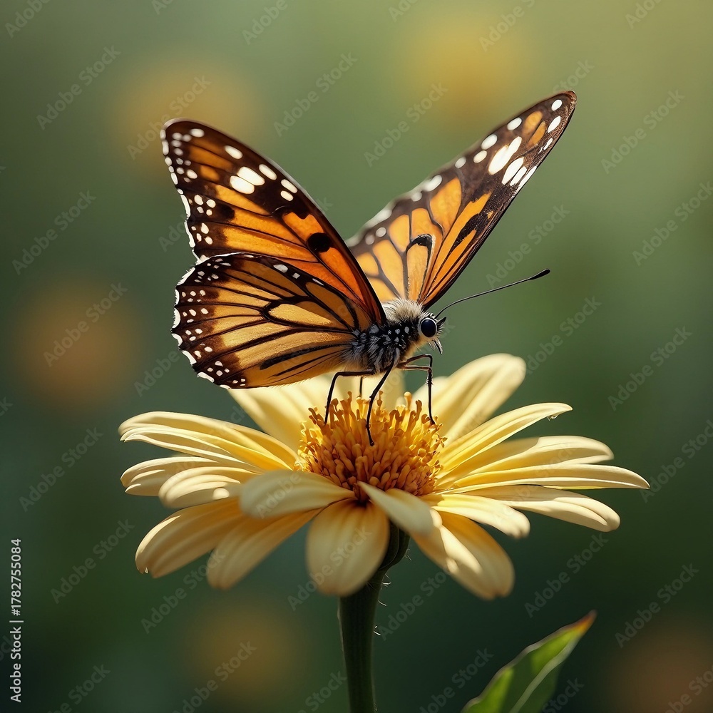 Fototapeta premium A beautiful butterfly on a flower, in the garden.