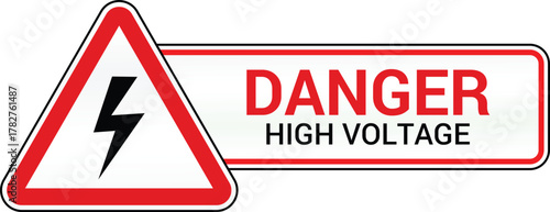 Danger high voltage warning sign vector design with electrical hazard danger symbol for industrial safety