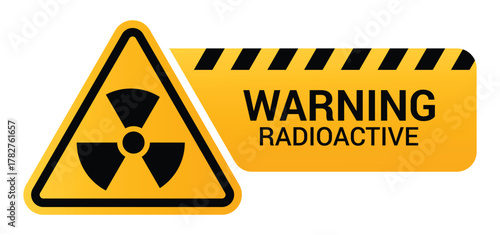 Danger radioactive warning sign vector design with hazard radiation danger symbol for safety industrial
