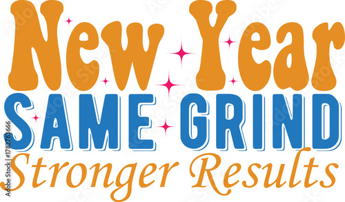 Happy New Year celebration typography vector design with modern clean layout. Suitable for t-shirt prints, banners, posters and social media greetings.
