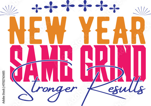 Happy New Year celebration typography vector design with modern clean layout. Suitable for t-shirt prints, banners, posters and social media greetings.
