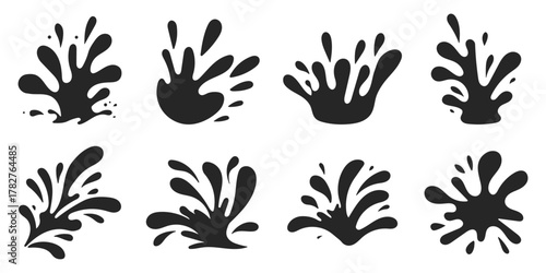 Splash water vector black set icon