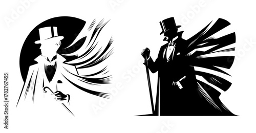 Mysterious Gentleman Magician Silhouette vector design