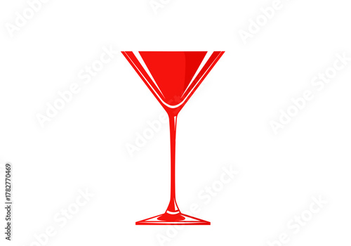 Red cocktail with sugar rim in minimalist style  