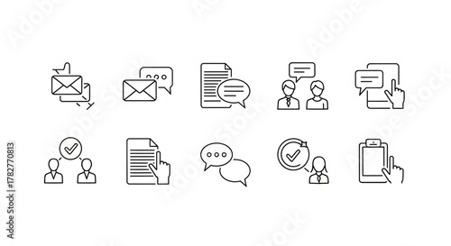 Communication and Feedback Icons Essential Elements for Effective Interaction. Vector Illustrations. EPS Editable