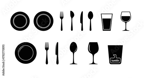 Elegant Table Setting Illustration for Dining and Celebration. Vector Illustrations. EPS Editable