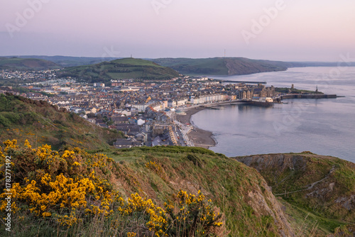 Sunset view of Aberystwyth from a nearby hill.