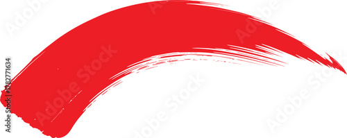 Bold red brush stroke abstract shape on a white background representing energy and movement