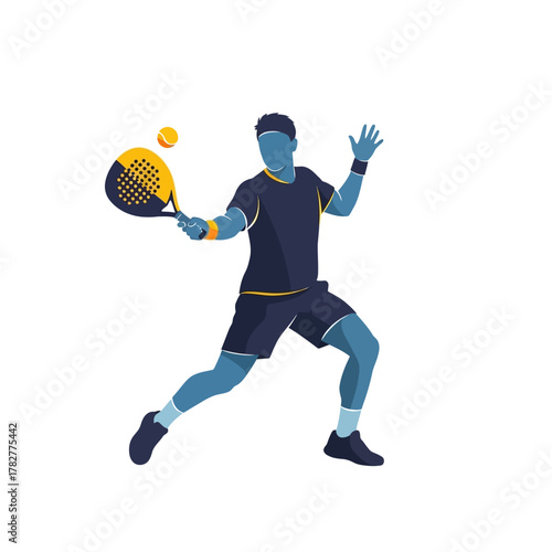 Dynamic Padel Player in Action Vector Illustration of a Sportsman.