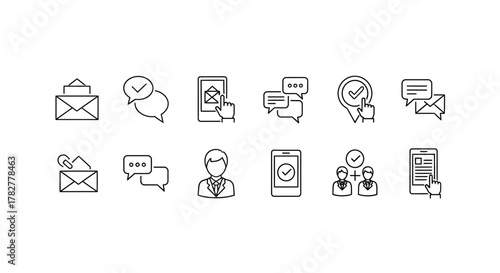 Collection of Communication and Business Icons. EPS Editable