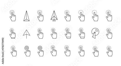 Collection of Hand Cursors and Directional Arrows for User Interface Design. EPS Editable