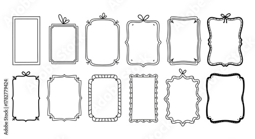 Collection of HandDrawn Decorative Vintage Frames and Borders 2. EPS Editable