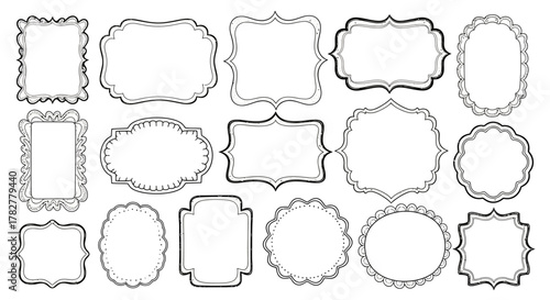 Collection of HandDrawn Decorative Vintage Frames and Borders 3. EPS Editable