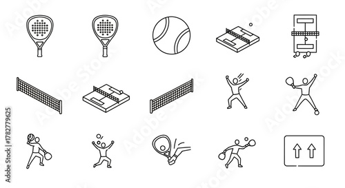Collection of Isometric Icons Representing Racket Sports and Equipment. EPS Editable
