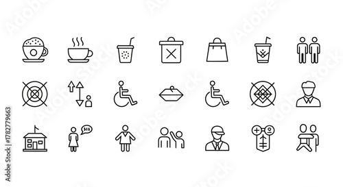 Collection of Line Icons Representing Various Concepts and Objects. EPS Editable
