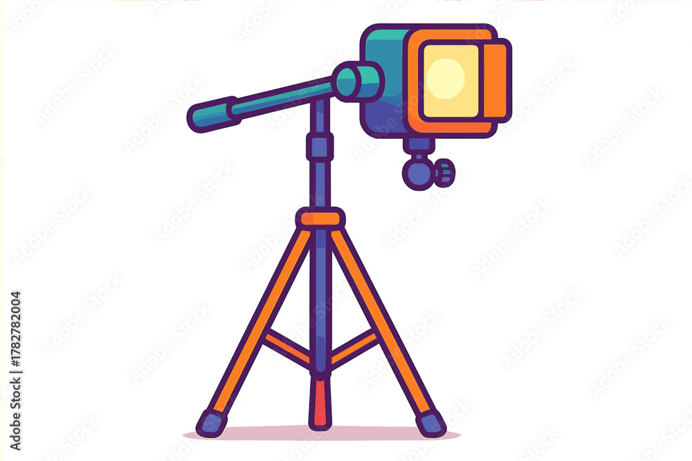 Obraz premium Bright professional video light panel mounted on an adjustable tripod stand for film and photography