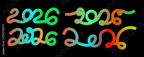 Colorful Gradient Numerals Representing the Year 2026 on Black Background