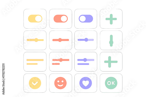 Minimalist collection of essential user interface controls and interactive elements for digital design