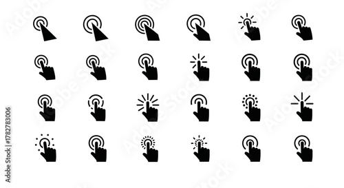 Hand cursor and click icon set collection vector graphics. EPS Editable