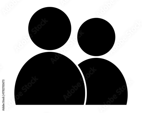 Photos Simple solid black silhouette vector icon representing two people or a user pair