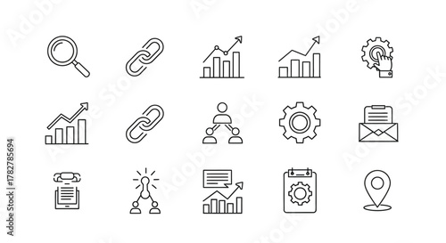 SEO and Digital Marketing Line Icons Set. EPS Editable