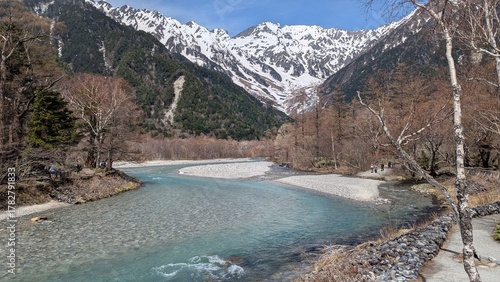 Lake in the mountains of  Kamikochi, Japan