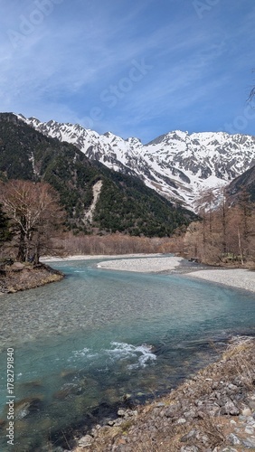 Lake in the mountains of  Kamikochi, Japan