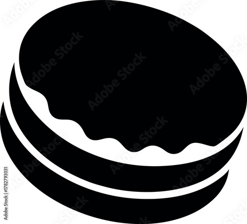 Black Silhouette Oreo Biscuit Vector for Dessert Icons