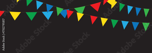 Set of multicolored buntings garlands flags isolated on white background. carnival colored garlands and bunting. confetti festive colorful carnival. Best Design Collection.