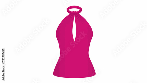 Vector Pink Halter Neck Top or Camisole Icon, Fashion Apparel Illustration for Women's Summer Clothing and Resort Wear