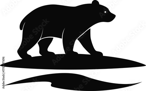 Black bear silhouette on a white background isolated on white background isolated on transparent background